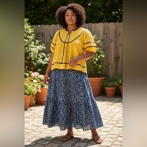 NWT Falechay Yellow Eyelet Bohemian Blouse - Women’s XL